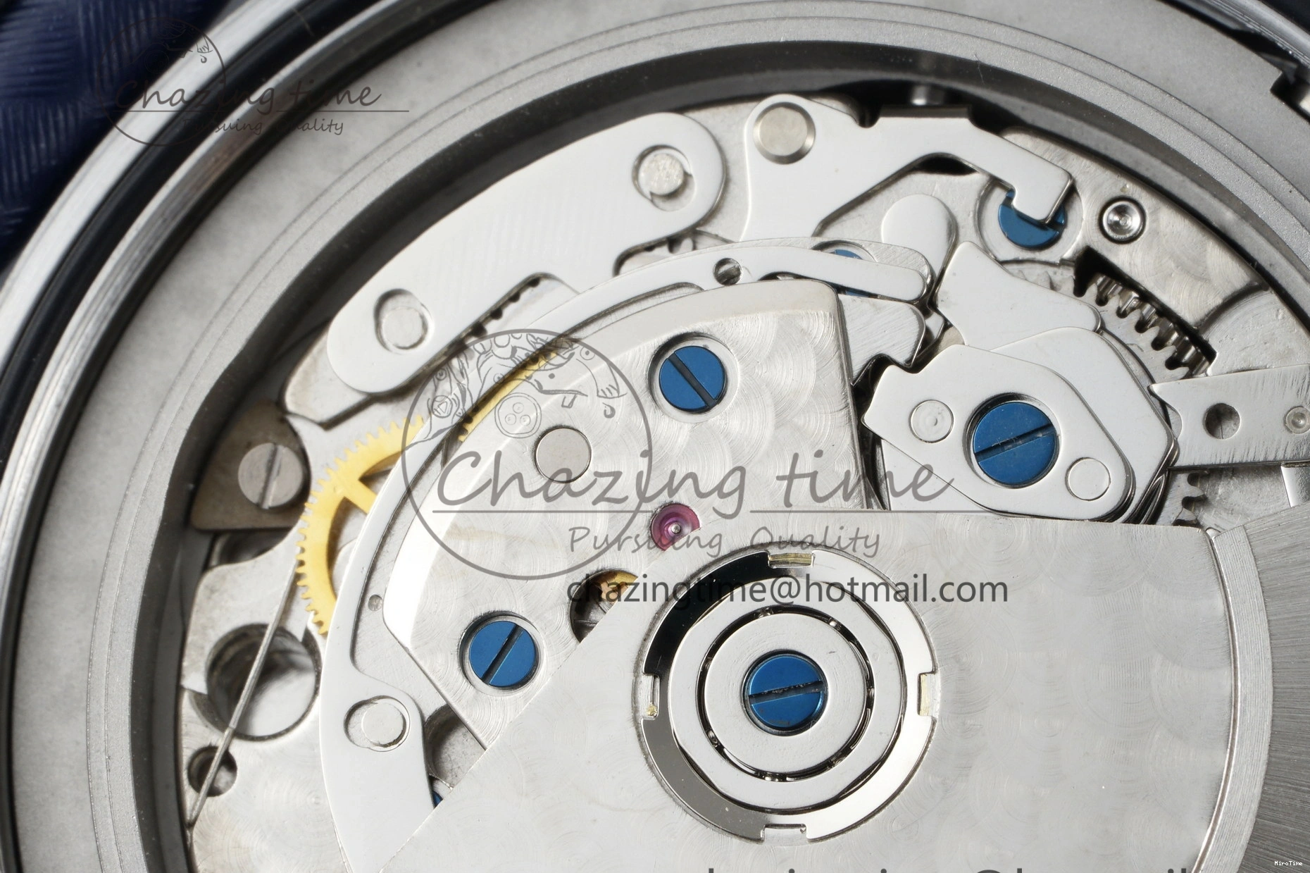 MIROTIME 0118 Pilot Chrono SS AZF 1:1 Best Edition Black Dial Orange Markers on Brown Leather Strap A EasyCare 7065